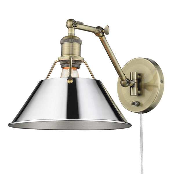Orwell Aged Brass and Chrome One-Light Wall Sconce, image 1